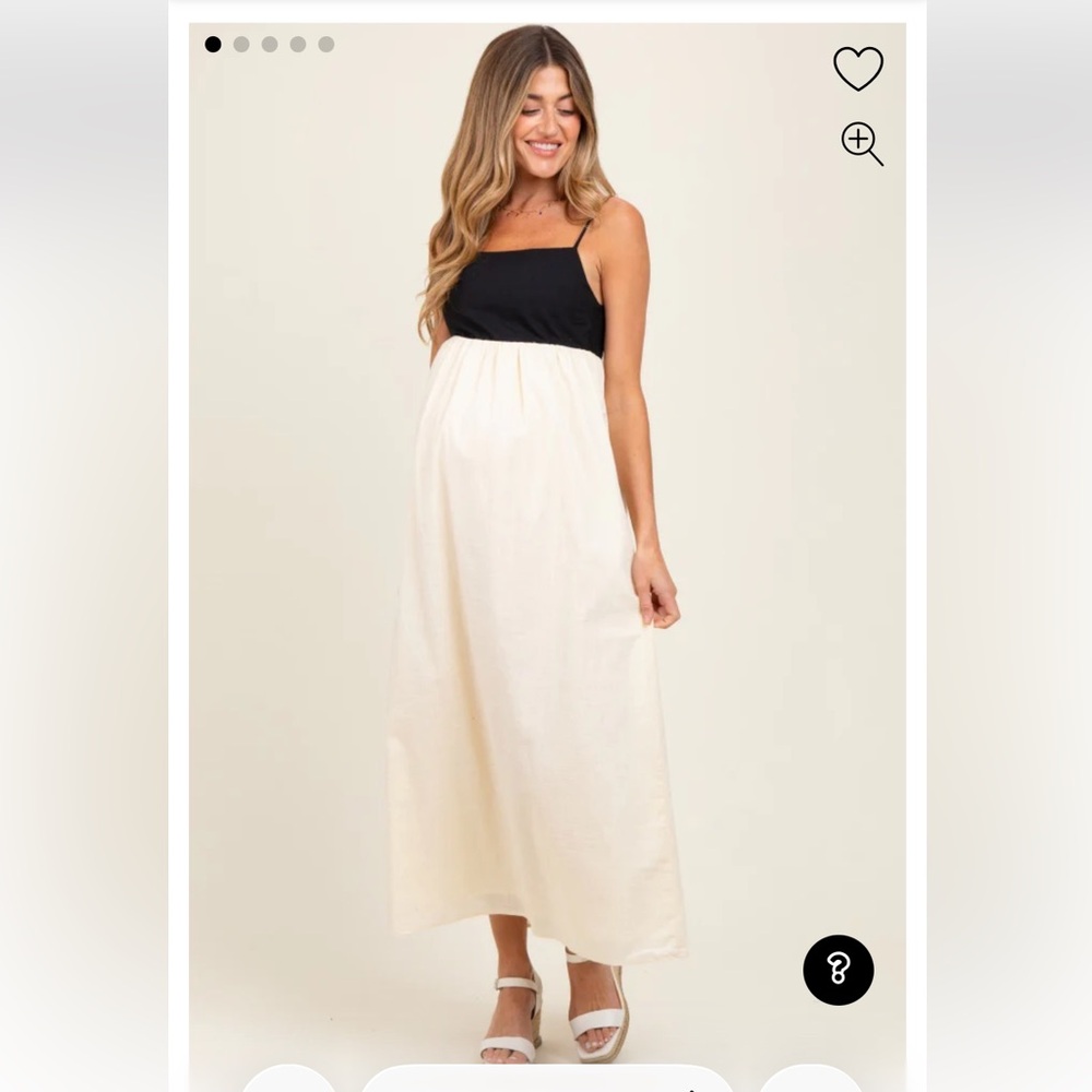 Pink Blush Cream Contrast Skirt Maternity Maxi Dress